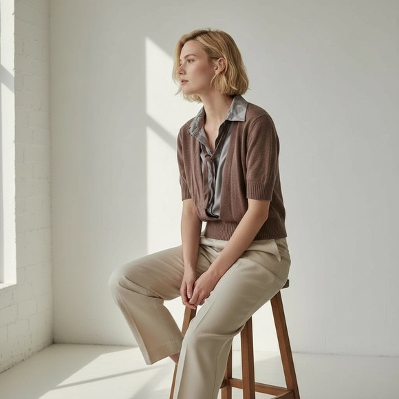 Marni Brown Cashmere Cardigan with metallic frontal insert IT Sz.40 US Small - Picture 6 of 14